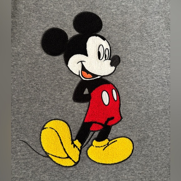 NWT Disney Mickey Mouse Hi Low Sweatshirt Front Raised Mickey Logo Gray Sz Small - Picture 3 of 10